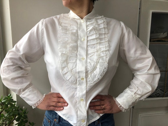 bereiden Injectie Absoluut Vintage jaren '60 '70 witte romantische blouse met - Etsy Nederland