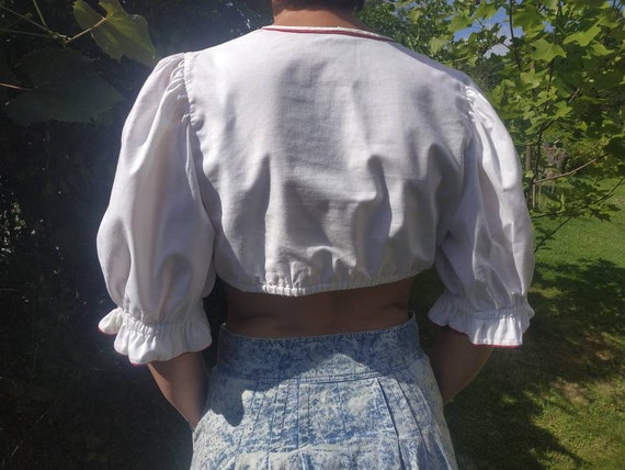 True vintage dirndl blouse. White cotton dirndl c… - image 2