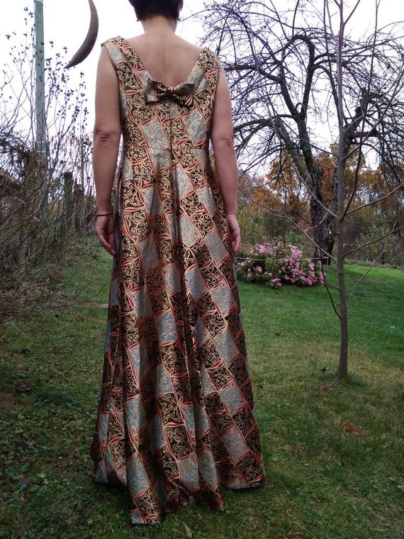 Vintage 70's does 50's brocade evening gown. Holly