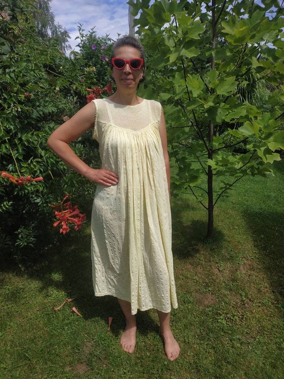 Vintage 80s yellow gauze tent dress.