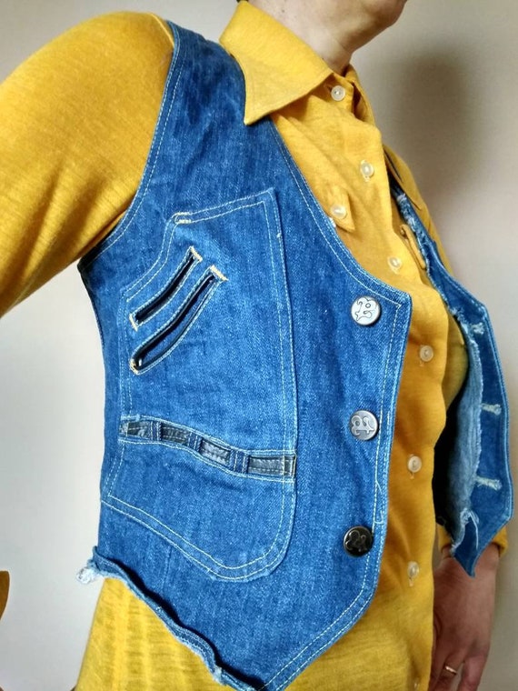 Vintage 70s blue denim vest.