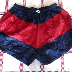 Vintage 80s, 90s  short colourblock shorts. Blue red short shorts.