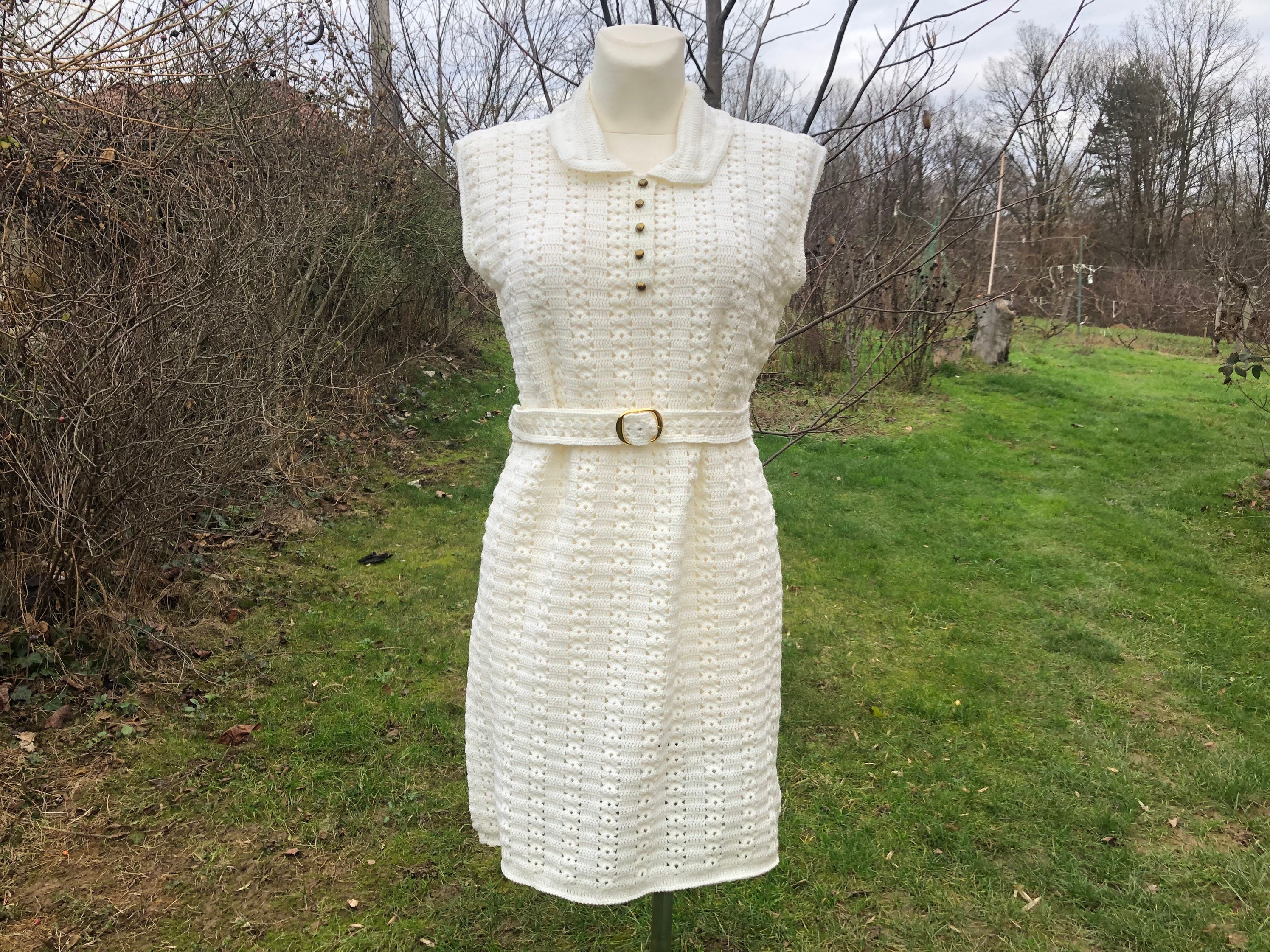 white christmas dresses Girls Crochet Collar Dress Brown / 4