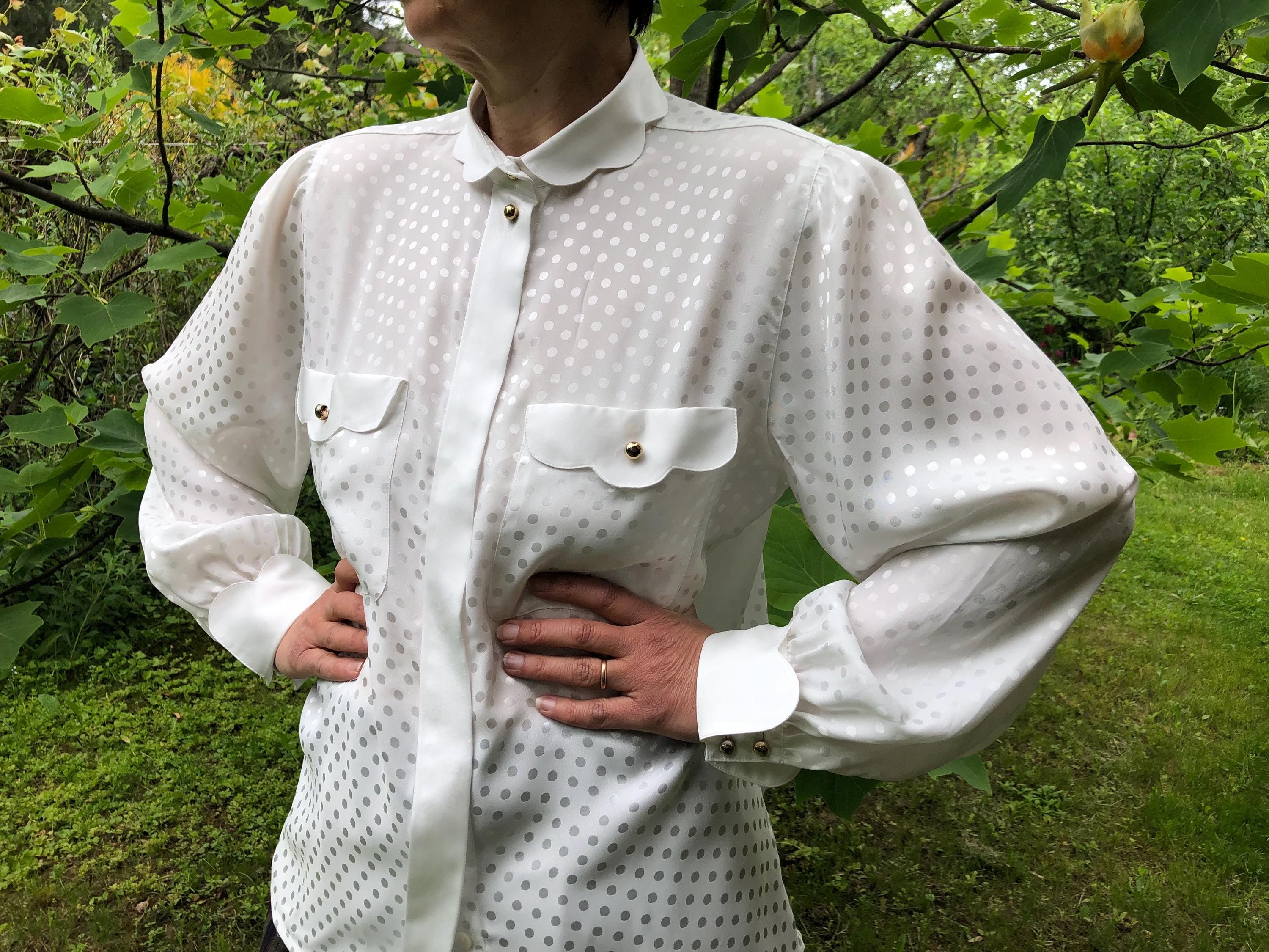 White Blouse Balloon Sleeves - Etsy