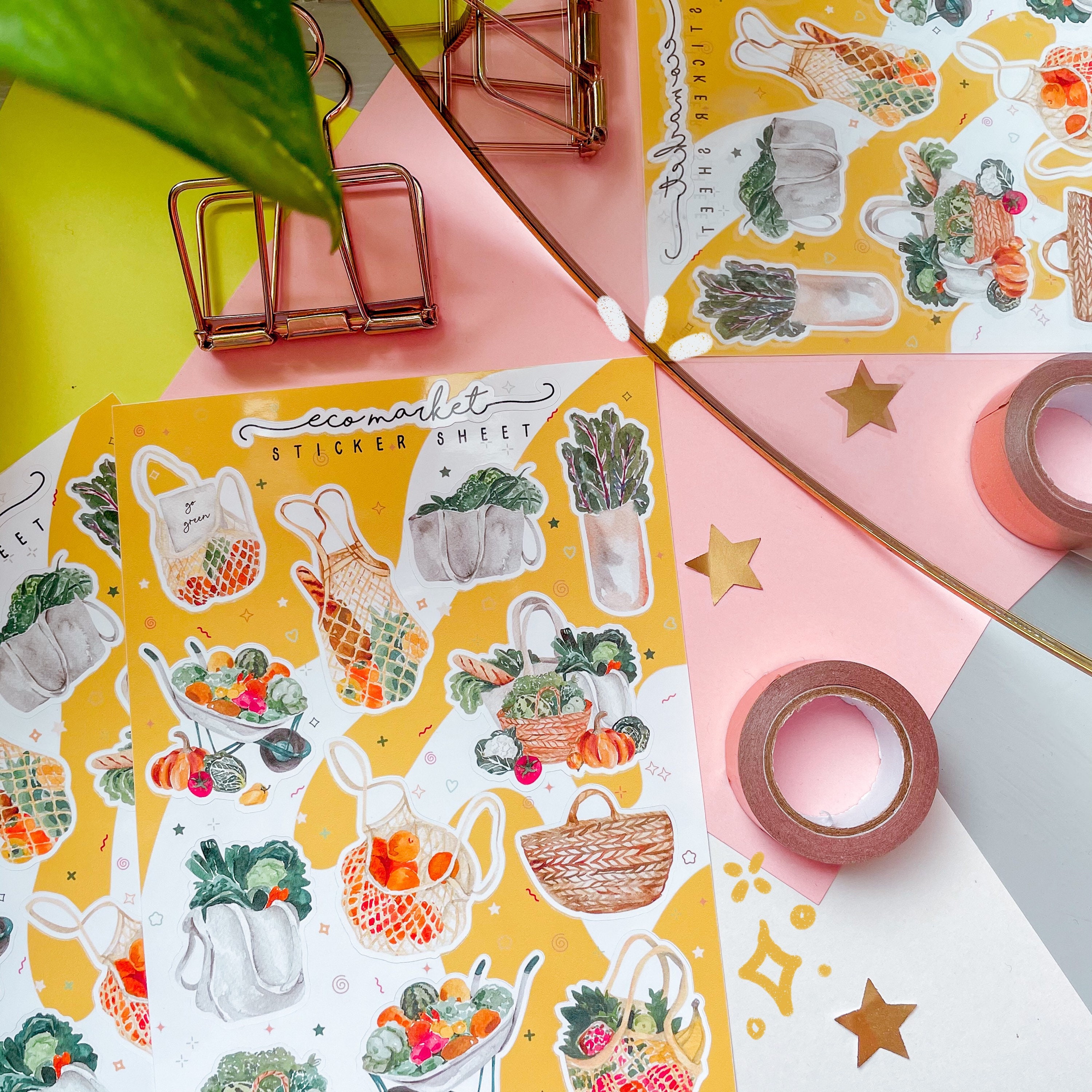 Farmers Market Sticker Sheet Sustainable reusable grocery Etsy