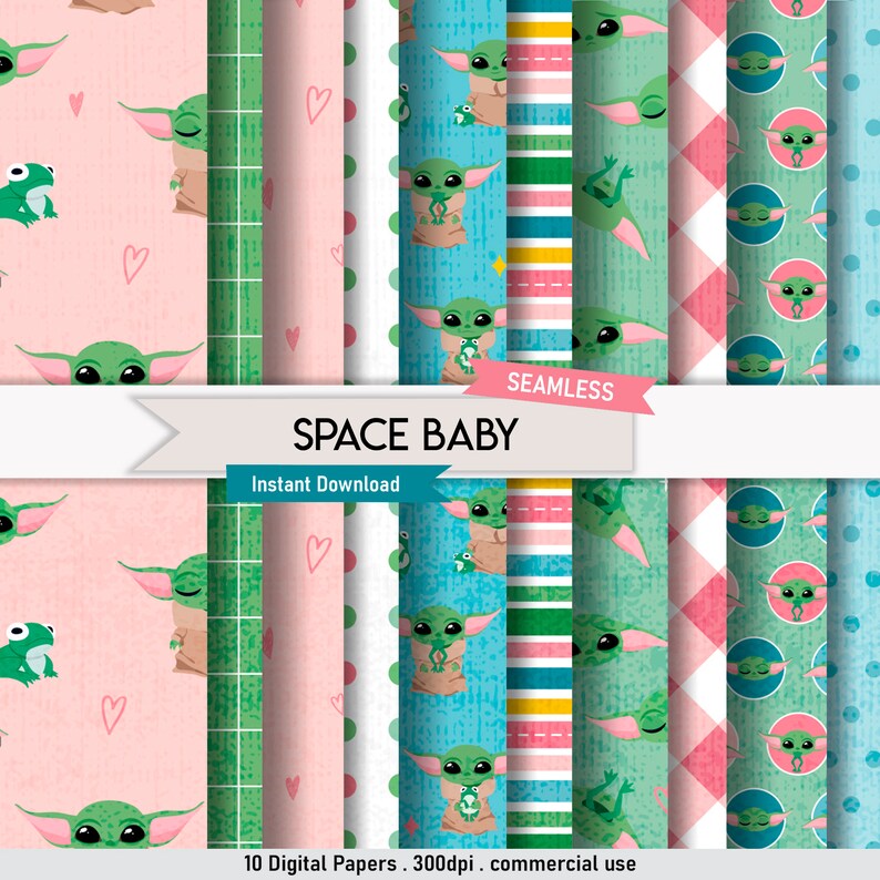 Digital Paper Baby Yoda Etsy