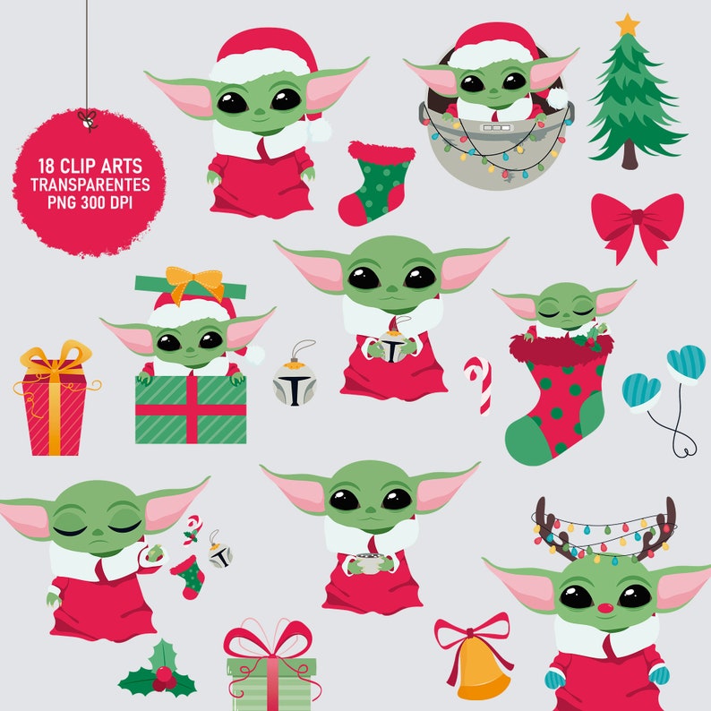 Download Clip Art Digital Kit Baby Yoda Xmas Art Collectibles