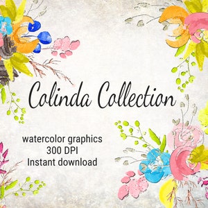 Watercolor floral clipart, floral clipart bundle, bouquet clipart, floral bouquets, flowers, instant download png, floral art, hand painted