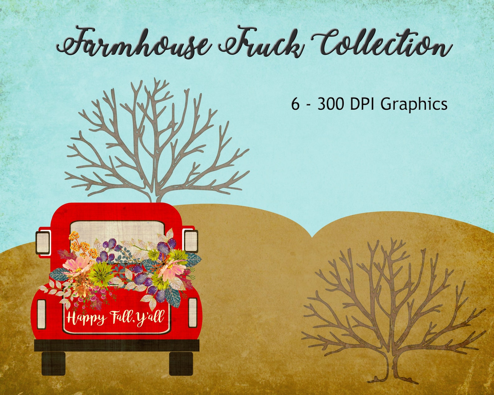 Farm Truck, Vintage Truck Png, Farmhouse Clipart, Old Truck Clip Art ...