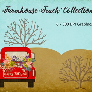 Farm truck, Vintage Truck png, Farmhouse Clipart, Old Truck Clip art, Watercolor Flowers, Sublimation Design, Digital Download,