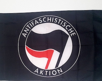 Antifaschistische Aktion (Anti-Fascist) Flag (black) - 5 x 3ft