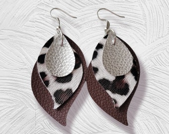 tear drop faux leather earrings