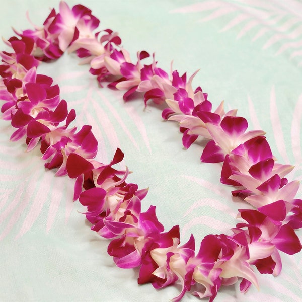 Purple Orchid Single Leis - 3 Pack - Fresh Leis, Hawaiian Leis -  ( Free Shipping )