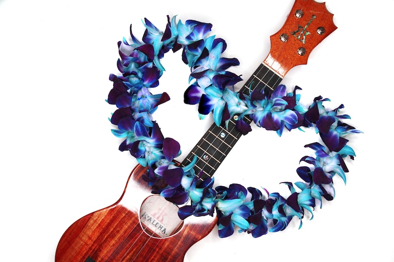 Dyed Blue Orchid Single Lei Etsy