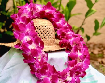 Triple Orchid Lei - Fresh Hawaiian Lei for Graduations, Weddings - Ships Fresh & Fast