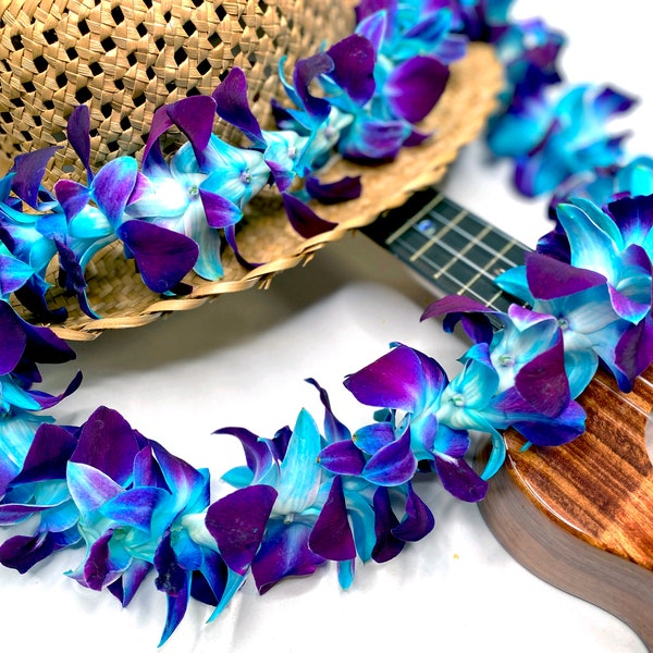 Dyed Blue Orchid Single Lei