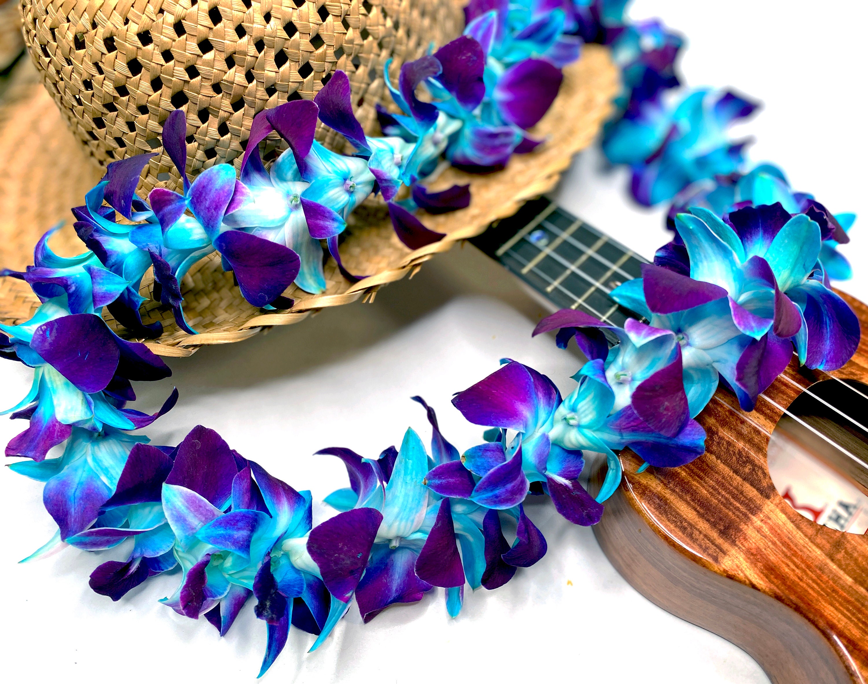 Dyed Blue Orchid Single Lei Etsy