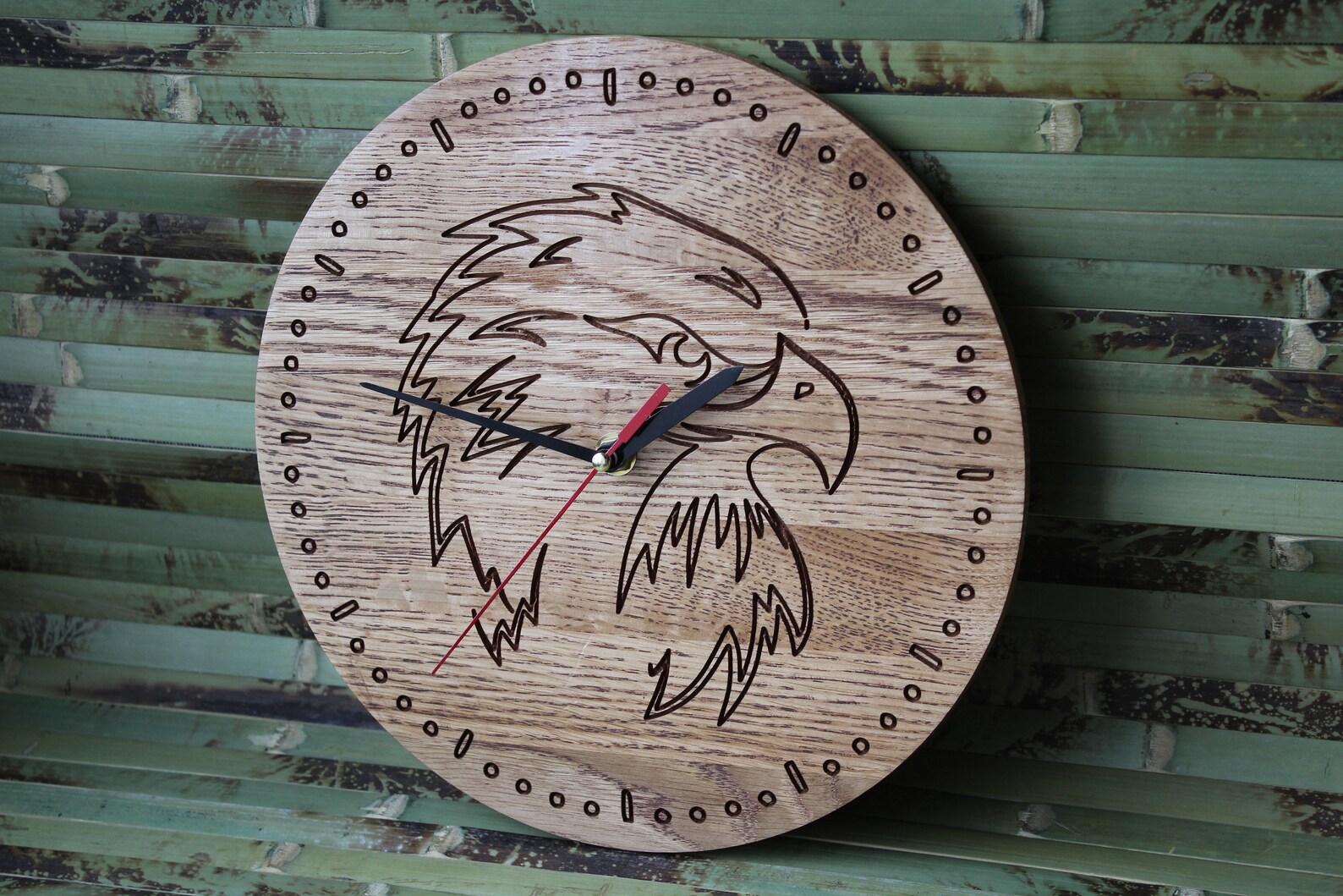 Wall clock Eagle Personalised Wood wall clock Wood clock Etsy