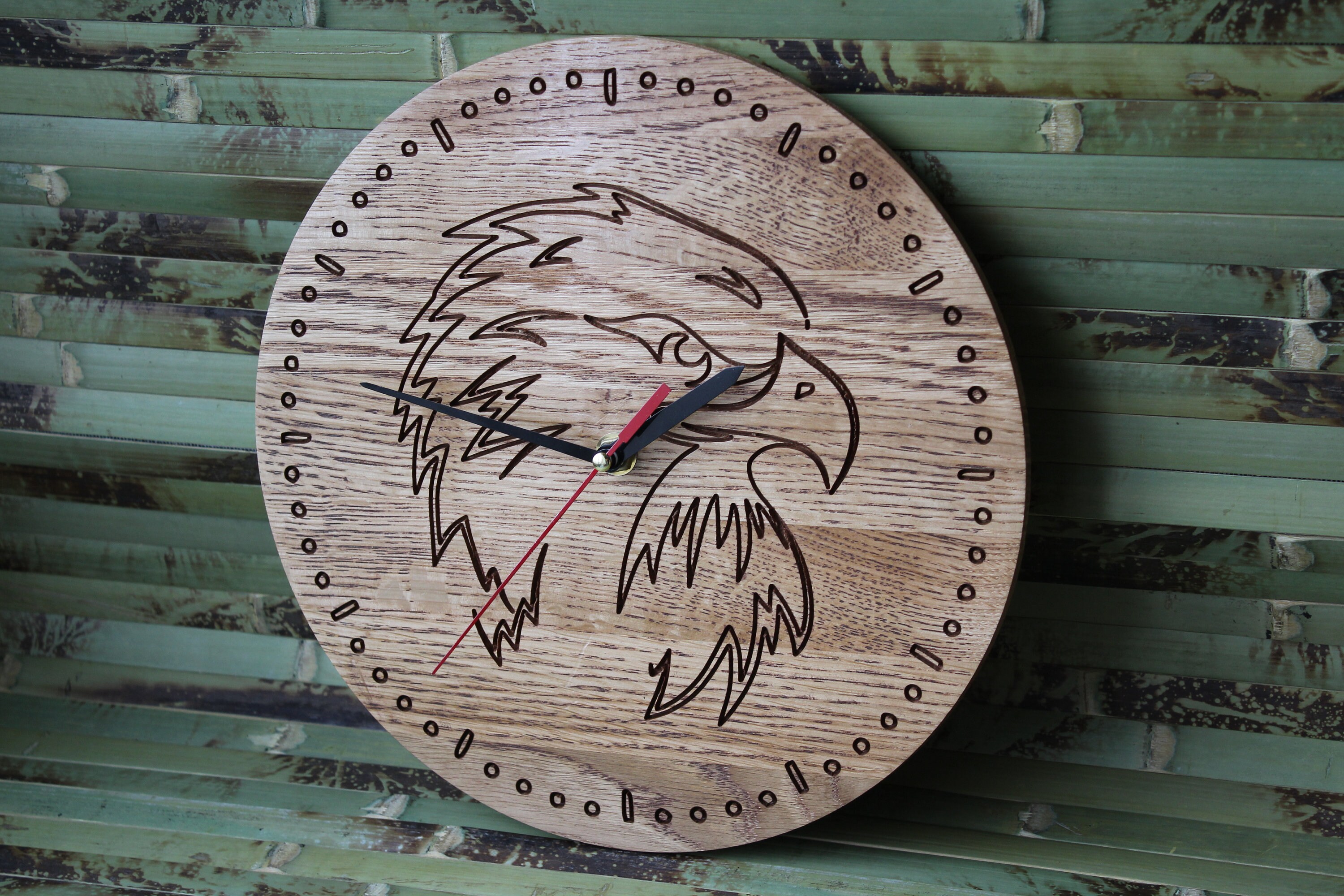 Wall clock Eagle Personalised Wood wall clock Wood clock Etsy
