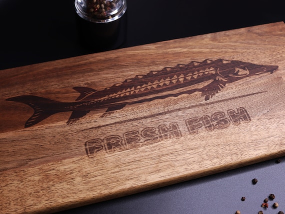 Fish clamp cutting board, Walnut fish cutting board, fishman board, clip  cutting board, cutting board with pin, clamp board, fish board