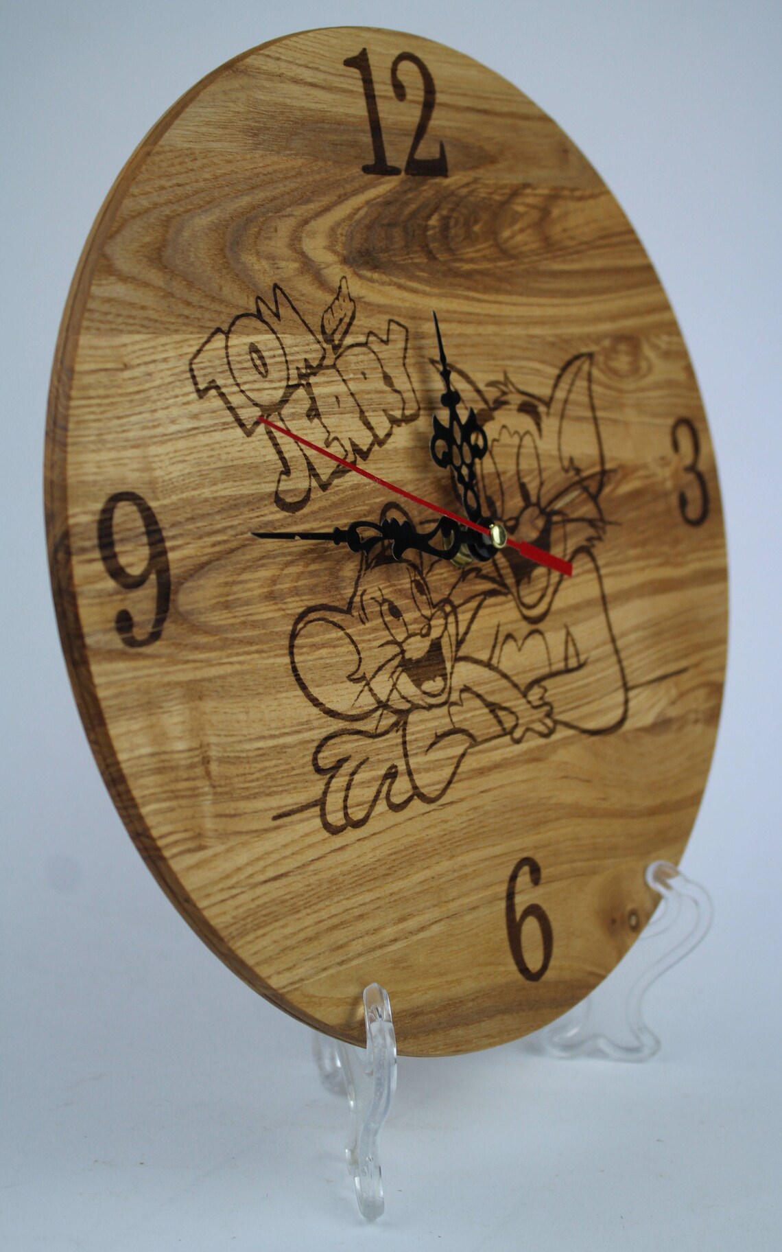 Wall clock cat and mouse Wood wall clock Wood clock Etsy
