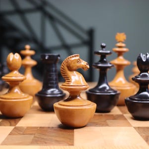 Reproduktion von Vintage Deutsche Schmitthenner selbstaufrichtende Schachset Schachfiguren Roly-Poly Schiffsschachfiguren Holzschach Holzschach