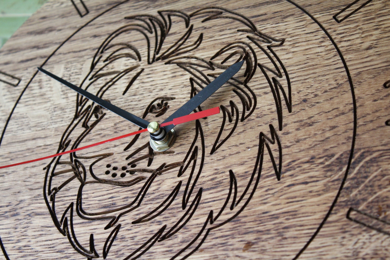 Wall Clock Lion Personalised Wood Wall Clock Wood Clock Etsy