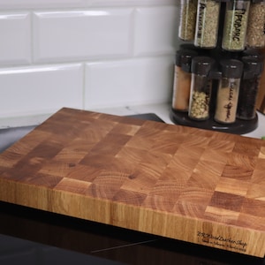 Exclusive end grain cutting board, cutting board, end grain cutting board, butcher block, oak, wood board, gift.