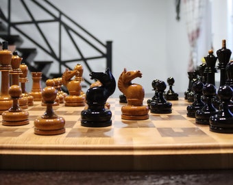 In stock Tal chess set reproduction, tournament Soviet chess set, wooden grandmaster chess, new wooden chess pieces, Michael Tal chess