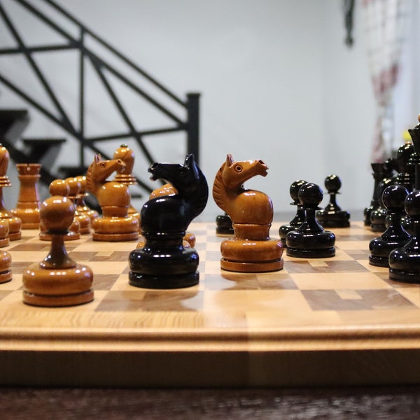 Tal chess set reproduction, tournament Soviet chess set, wooden grandmaster chess, new wooden chess pieces, Michael Tal chess