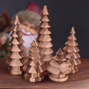 Handmade wooden Christmas trees set, hand turned wooden Christmas tree, Made in Ukraine wooden new year tree, handmade christmas decorations