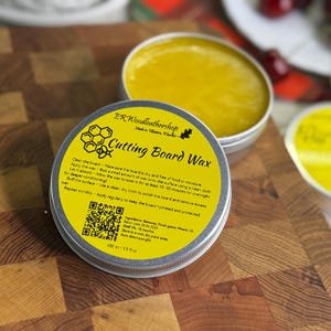 Cutting Board Wax, Food-Safe Beeswax & Mineral Oil Conditioner 100ml Wood Care Polish for Butcher Blocks Utensils Natural Finish Oil Butter