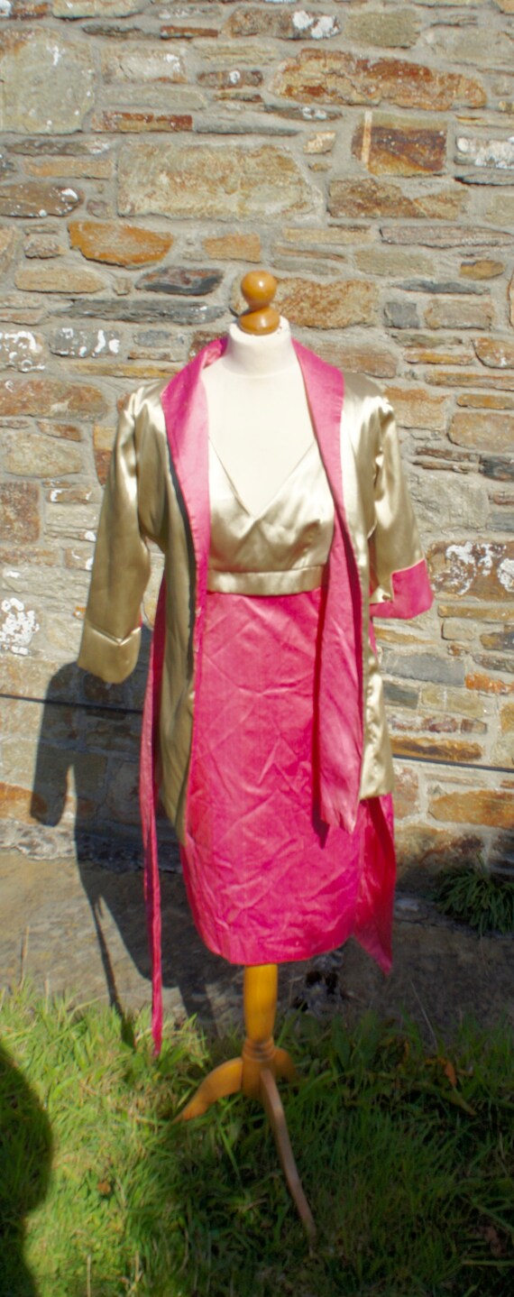 Women's, Handmade, Vintage, Fuchsia, Pink, Silk, … - image 7