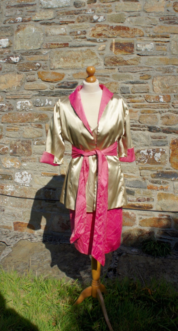 Women's, Handmade, Vintage, Fuchsia, Pink, Silk, … - image 2