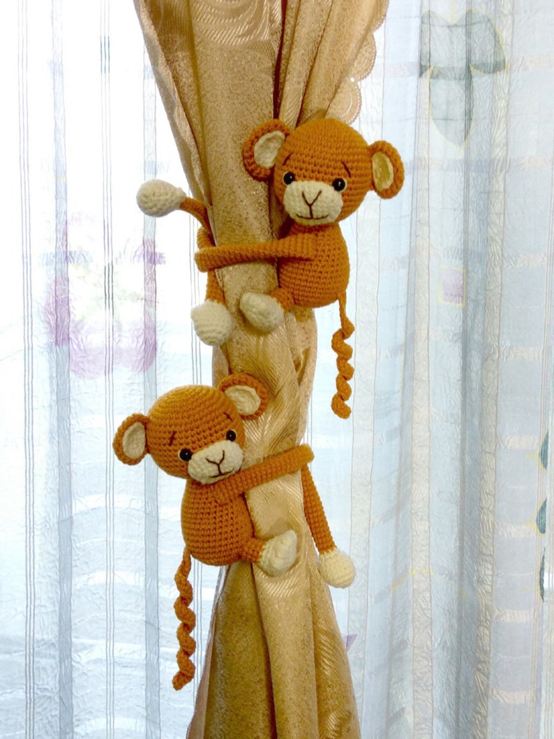Curtain tiebacks Monkey curtain tieback Nursery curtains ties Etsy