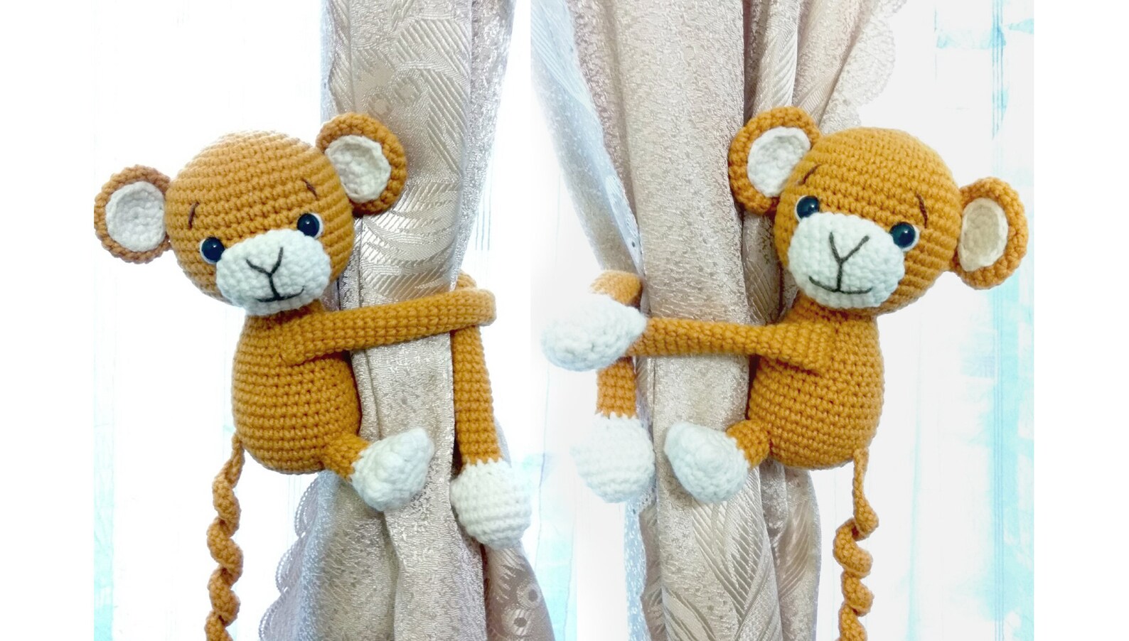 Curtain tiebacks Monkey curtain tieback Nursery curtains ties Etsy