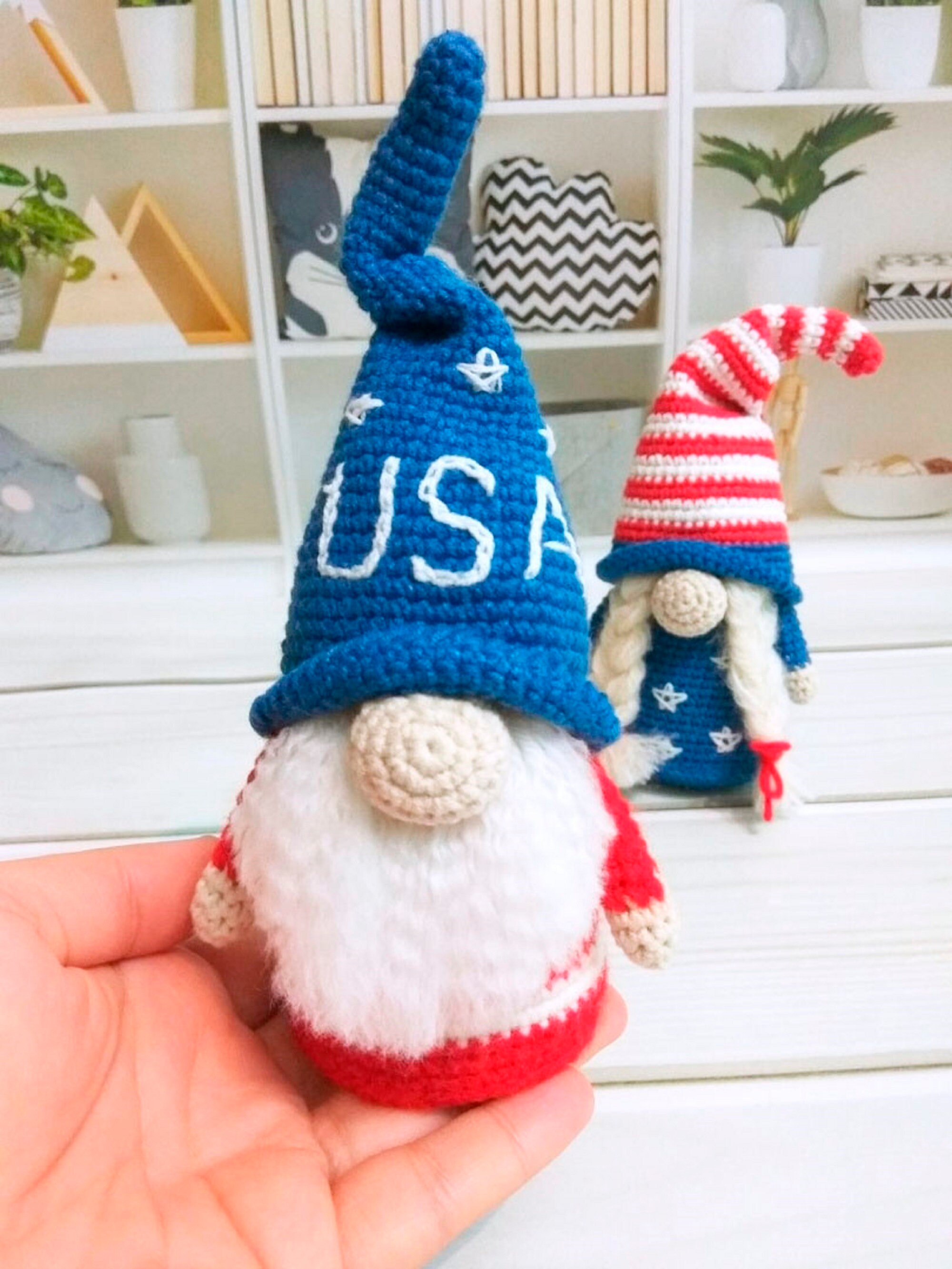 Patriotic gnome amigurumi crochet pattern 4th of july decor  Etsy