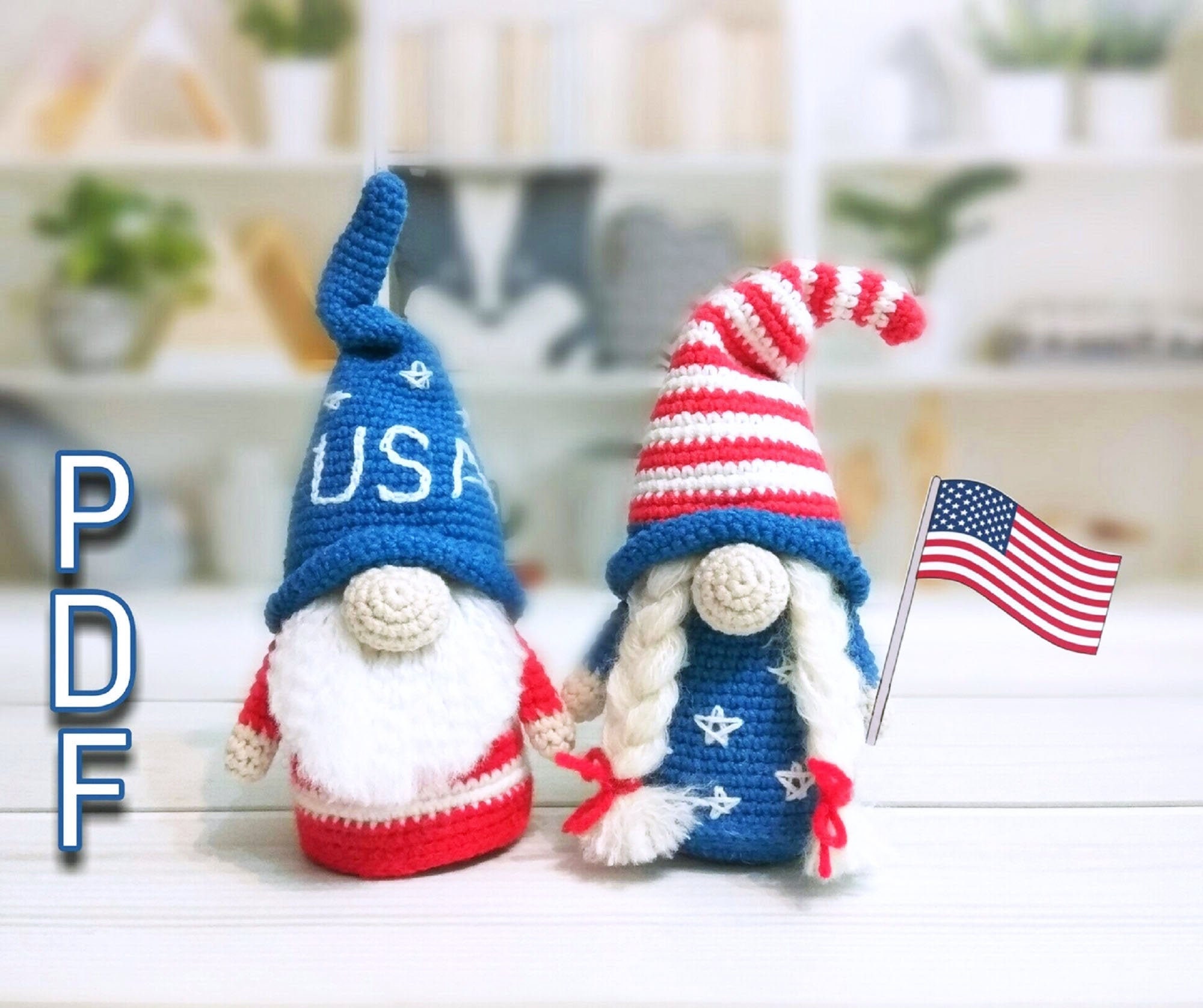Patriotic gnome amigurumi crochet pattern 4th of july decor  Etsy