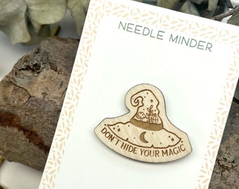 Witch Hat Needle Minder, Halloween Needle Minder Magnet, Witchy Needle Holder, Don't Hide Your Magic Magnet, Stitching Gift, Sew Gift Idea.