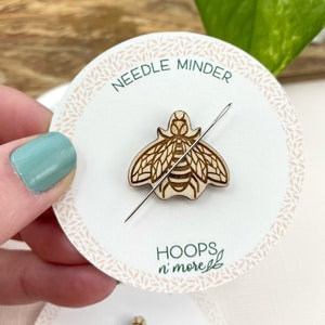 Bee Needle Minder, Wooden Whimsical Needle Nanny, Decorative Magnets for Needlework, Embroidery & Cross Stitch Supply.