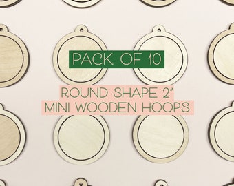 Pack of 10: Mini 2-inch Round Wooden Embroidery Hoops