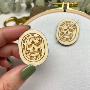 Skull & Snake Needle Minder: Creepy Halloween Stitching Gift