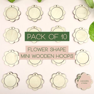 Flower Wood Embroidery Hoop: Mini Jewelry Pendants (Pack of 10)