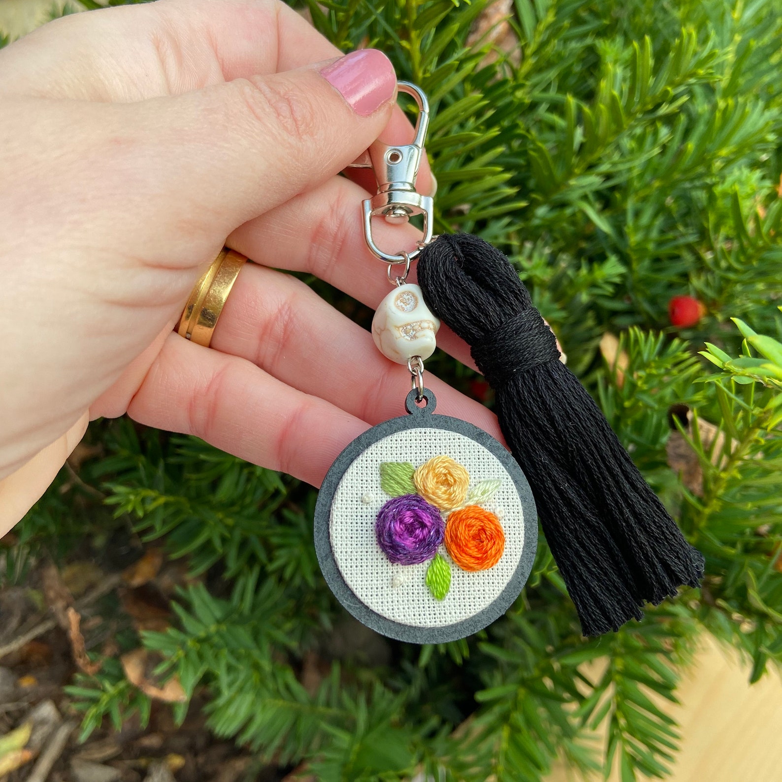 Cute Spooky Halloween Keychain Miniature Embroidery Keychain Etsy