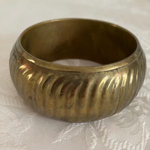 Wide brass bangle bracelet embossed pattern boho indian bracelet trendy jewelry metal bracelet