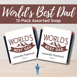 World&#39;s Best Dad12 Bars of Handmade Soap, Best Sellers | Shower Favors, Soap Gift Sets, Gift Basket, Stocking Stuffer, Resale, Personal Use