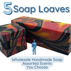 5 Premium Handmade Soap Loaves, Wholesale Bulk Lot, Assorted, You Choose image 1