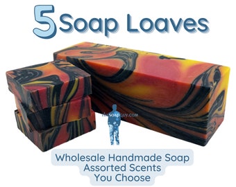 5 Premium Handmade Soap Loaves, Wholesale Bulk Lot, Assorted, You Choose