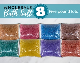 Wholesale Bath Salt, 8 - 5lb lots, Sea Salt Bath Soak, Bridal Shower, Baby Shower, Resale