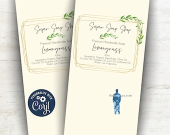 Soap Label, Custom Soap Label, Editable Label, Label Template, Gold Frame Soap Labels, Gold Frame Soap Labels, Elegant Soap Labels